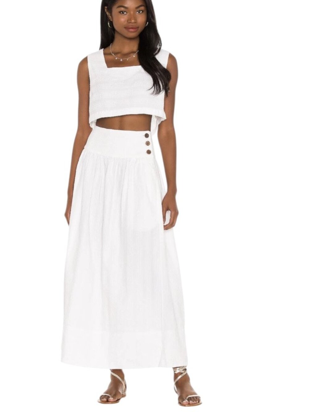 Free People x Revolve Set for Sunshine White Cotton 2 piece Skirt Set